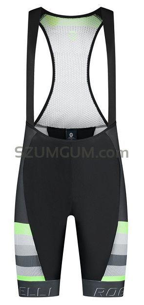 Spodenki rowerowe Rogelli HERO II z żelową wkładką, Szaro-limonkowe