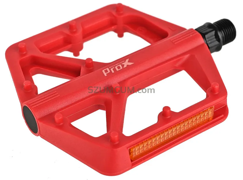 Pedały ProX Base 42 - nylonowe, oś boronowa, odblaski - czerwone