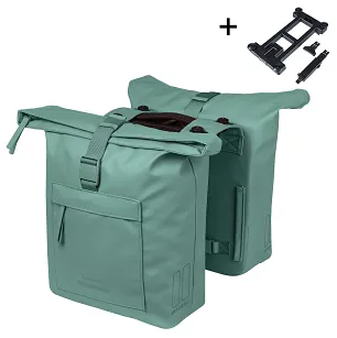 Torba miejska Basil Brooklyn - Double Pannier Bag MIK - 41L - silvergreen