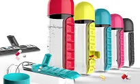 Asobu In Style Pill Organizer do suplementów z butelką 600ml - red - 5