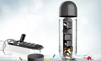Asobu In Style Pill Organizer do suplementów z butelką 600ml - red - 4