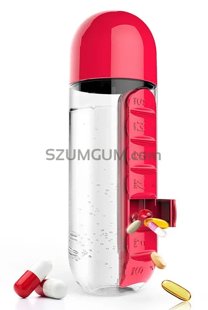 Asobu In Style Pill Organizer do suplementów z butelką 600ml - red