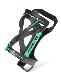 Koszyk na bidon Raceone Kela - czarno turkus Bianchi, obsługiwany od boku