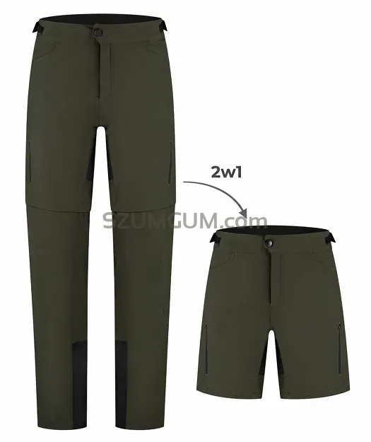 Spodnie rowerowe Rogelli MTB ADVNTR Core Zip-Off 2w1 z odpinanymi nogawkami – zielone