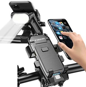 Alogy Riouan - uchwyt rowerowy na telefon 4w1 - lampka LED,  dzwonek/klakson, powerbank 3000mAh