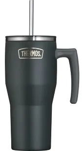 Termokubek Thermos Refreshing 0,85 L - z uchwytem i słomką - matowo czarny