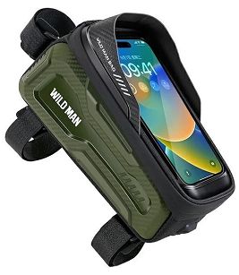 Wodoodporna torebka na telefon na górę ramy - Wild Man M20 oliwkowa
