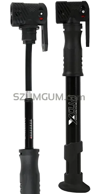 Pompka rowerowa Prox Zefir III Mini alu z podwójną głowicą, wężykiem i manometrem – AV/FV