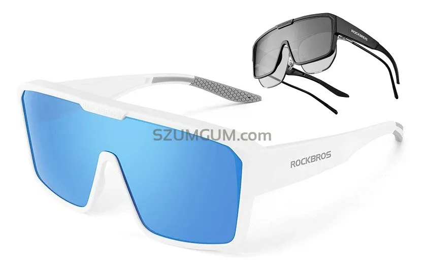 Rockbros SP348 - uniwersalne optyczne okulary z polaryzacją - white / mirror blue