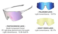 Okulary sportowe Rockbros SP338 – 3 wymienne soczewki: fotochromowe, polaryzacyjne i żółte nocne - transparent purple - 5