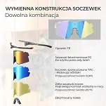 Okulary sportowe Rockbros SP338 – 3 wymienne soczewki: fotochromowe, polaryzacyjne i żółte nocne - transparent purple - 2