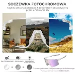 Okulary sportowe Rockbros SP338 – 3 wymienne soczewki: fotochromowe, polaryzacyjne i żółte nocne - transparent purple - 3