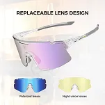 Okulary sportowe Rockbros SP338 – 3 wymienne soczewki: fotochromowe, polaryzacyjne i żółte nocne - transparent purple - 6