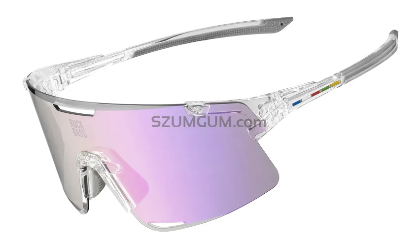 Okulary sportowe Rockbros SP338 – 3 wymienne soczewki: fotochromowe, polaryzacyjne i żółte nocne - transparent purple