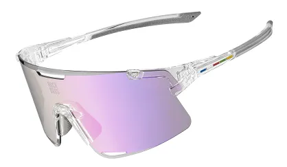 Okulary sportowe Rockbros SP338 – 3 wymienne soczewki: fotochromowe, polaryzacyjne i żółte nocne - transparent purple