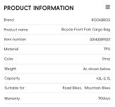 Torba + bagażnik na widelec Rockbros  Front Fork Rack + Cargo Bag / H101+W013 - 21