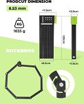 Składane zapięcie rowerowe Rockbros na szyfr z uchwytem 120 cm, stal 8 mm - 7