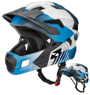 Kask młodzieżowy z odpinaną szczęką Rockbros TS-61 - blue-white-black