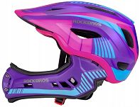 Kask rowerowy Rockbros TT-32SBPP dziecięcy z odpinaną szczęką - S (48-54 cm) / M (54-58 cm) - fioletowo-różowy - 3