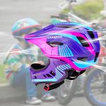 Kask rowerowy Rockbros TT-32SBPP dziecięcy z odpinaną szczęką - S (48-54 cm) / M (54-58 cm) - fioletowo-różowy - 4