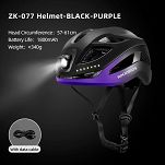 Kask rowerowy Rockbros ZK-077 z zintegrowanym oświetleniem 360°, black purple - 2