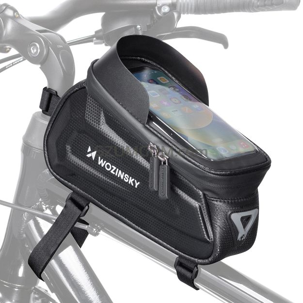 Torba rowerowa na ramę z etui na telefon 1,7 l czarna - Wozinsky WBB28BK