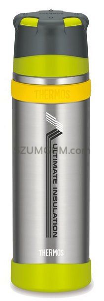 Thermos 0,75L Mountain - Termos z kubkiem do warunków ekstremalnych - Limonkowo-srebrny