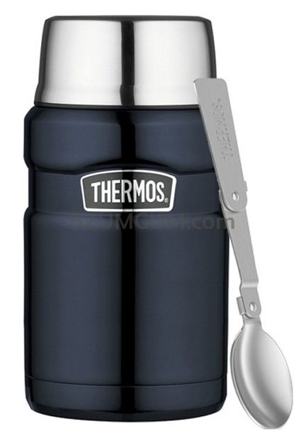 Oryginalny Termos obiadowy na jedzenie Thermos KING 0,7 L z łyżką, ciemnoniebieski