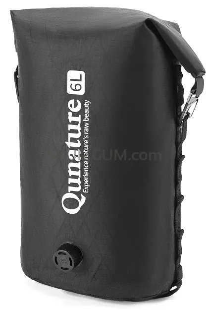 Ultralekki wodoodporny worek kompresyjny Qunature Bikepacking 6L lub 12L - black