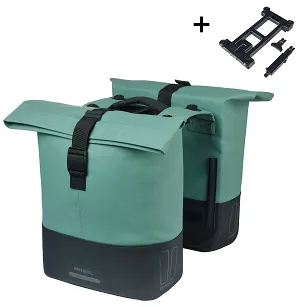 Torba miejska Basil Cove - Double Pannier Bag MIK - 28-32L - silvergreen/black
