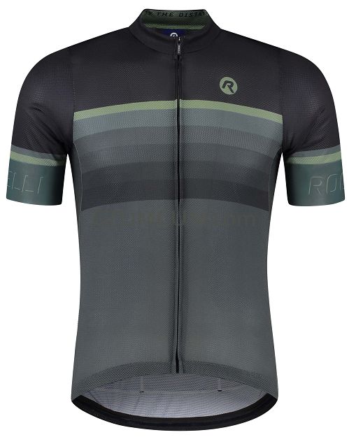 Ekskluzywna koszulka kolarska Rogelli HERO II, czarna-khaki roz. 3XL
