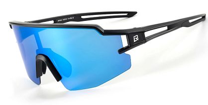 Okulary sportowe Rockbros SP204 - polaryzacyjne z ochroną UV i wkładką korekcyjną / niebieskie szkła - czarne