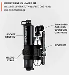Pompka ręczna LEZYNE POCKET DRIVE HV LOADED Co2 - 90psi / 6.2 bar - 2