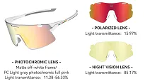 Okulary sportowe Rockbros SP338 – 3 wymienne soczewki: fotochromowe, polaryzacyjne i żółte nocne - white pink - 5