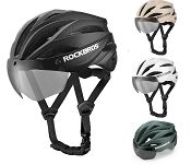 Kask rowerowy Rockbros z szybką, odpinane okulary UV - 2