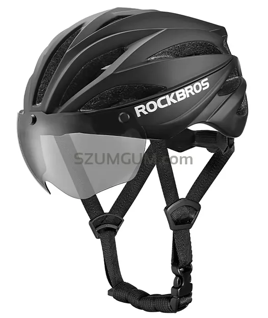 Kask rowerowy Rockbros z szybką, odpinane okulary UV