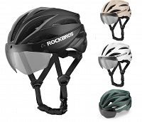 Kask rowerowy Rockbros z szybką, odpinane okulary UV