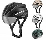 Kask rowerowy Rockbros z szybką, odpinane okulary UV