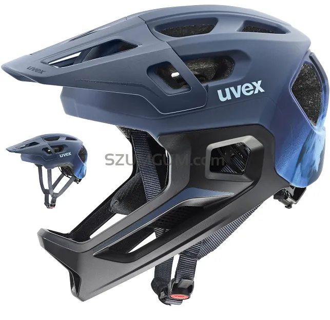 Kask dziecięcy Uvex React jr. fullface, ze zdejmowaną szczęką - dusk blue matt
