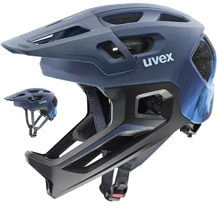Kask dziecięcy Uvex React jr. fullface, ze zdejmowaną szczęką - dusk blue matt