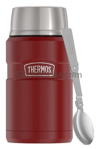 Oryginalny Termos obiadowy na jedzenie Thermos KING 0,7 L z łyżką, rustic red