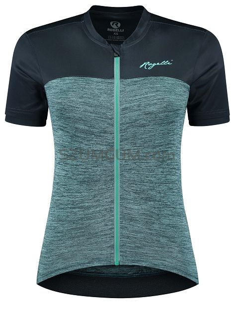 Damska koszulka kolarska Rogelli MELANGE, czarno-turkusowa M - 2XL