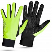 Rogelli LAVAL - cienkie rękawiczki sportowe - fluor-yellow/black