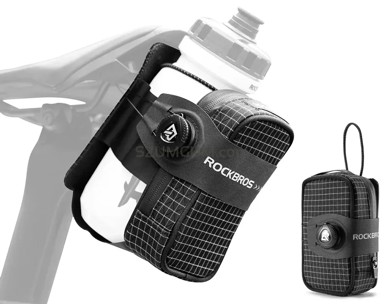 Multifunkcyjna torba podsiodłowa z uchwytem na bidon Rockbros P010 - black check